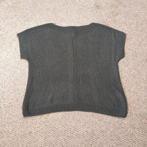 Cable & Gauge Short Sleeve Sweater Womens 3X Green Back Button Boxy Knit